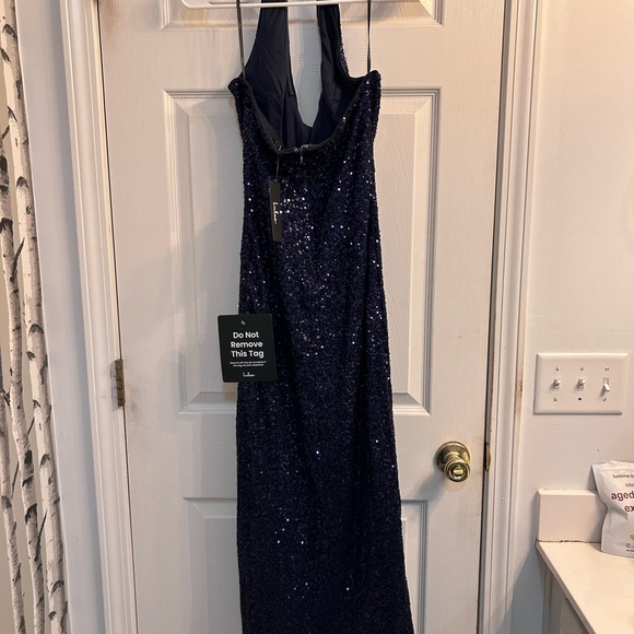 Lulu's Midnight Blue Sequin Backless Dress - Picture 6 of 9